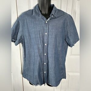 Rye By Hawker Rye Blue Short Sleeve Casual Button Up Shirt